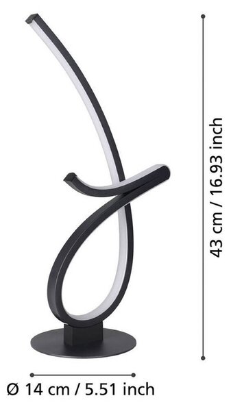 EGLO Stolová LED lampa CARDONCITO, čierna, výška 46 cm,, Čierna, Obývacia izba / jedáleň, kov
