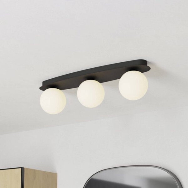 EGLO Stropné svietidlo CASTROVIDO, čierne, 58 cm, 3-pl., IP44, G9-LED, Čierna, Obývacia izba / jedáleň, kov, Stropné svetlo