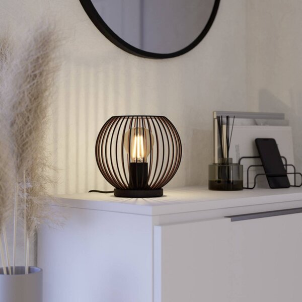 EGLO Stolová lampa ALMANZORA, výška 19 cm, čierna, E27, Čierna, Obývacia izba / jedáleň, kov, Stolová lampa