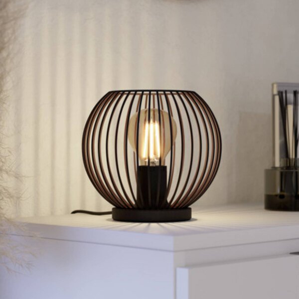 EGLO Stolová lampa ALMANZORA, výška 19 cm, čierna, E27, Čierna, Obývacia izba / jedáleň, kov, Stolová lampa
