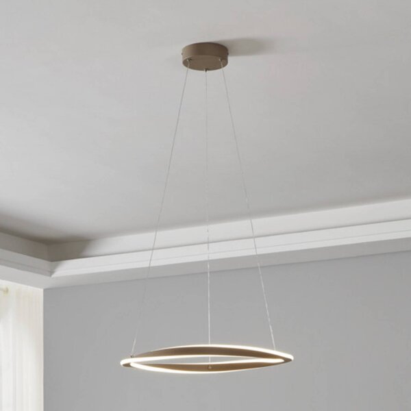 EGLO LED závesné svietidlo CAMEROTA, béžové, Ø 57 cm, diaľkové ovládanie, Krémová / jantárovo žltá, Obývacia izba / jedáleň, kov, Závesné svietidlo
