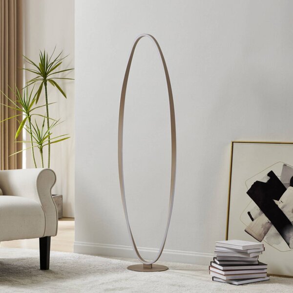 EGLO LED stojacia lampa CAMEROTA, béžová, výška 143 cm, stmievateľné, Krémová / jantárovo žltá, Obývacia izba / jedáleň, kov