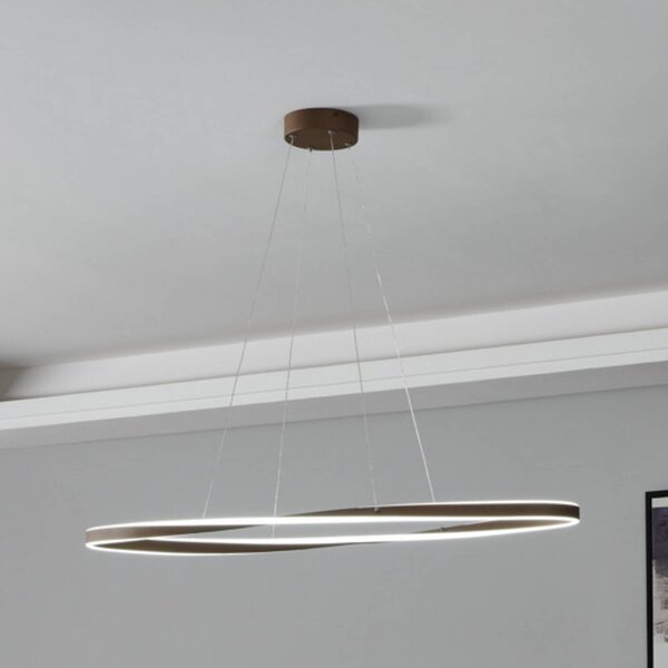 EGLO LED závesné svietidlo CAMEROTA, bronzová, 111 × 38 cm, diaľkové ovládanie, Hnedá / staromosadz, Obývacia izba / jedáleň, kov, Závesné svietidlo