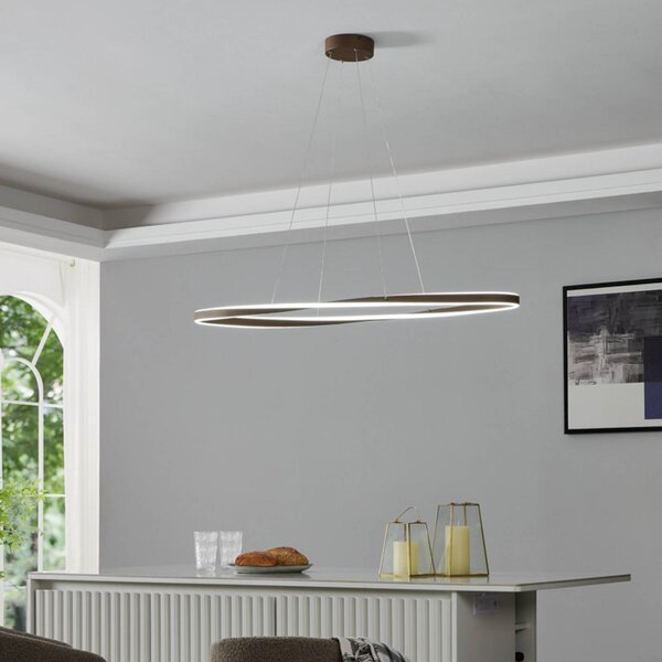 EGLO LED závesné svietidlo CAMEROTA, bronzová, 111 × 38 cm, diaľkové ovládanie, Hnedá / staromosadz, Obývacia izba / jedáleň, kov, Závesné svietidlo