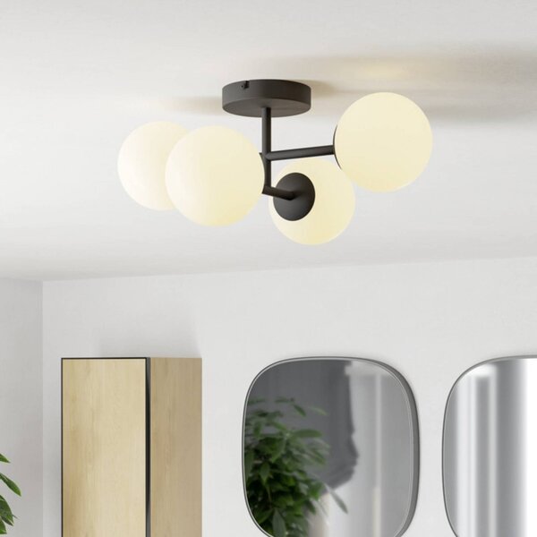 EGLO Stropné svietidlo CASTROVIDO, čierne, 48 cm, 4-pl., IP44, G9-LED, Čierna, Obývacia izba / jedáleň, kov, Stropné svetlo