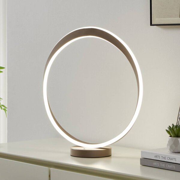 EGLO Stolová LED lampa CAMEROTA, béžová, výška 44 cm, stmievateľné, Krémová / jantárovo žltá, Obývacia izba / jedáleň, kov