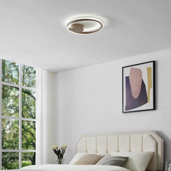 EGLO Stropné LED svetlo CAMEROTA, béžové, Ø 41 cm, diaľkové ovládanie, Krémová / jantárovo žltá, Obývacia izba / jedáleň, kov, Závesné svietidlo