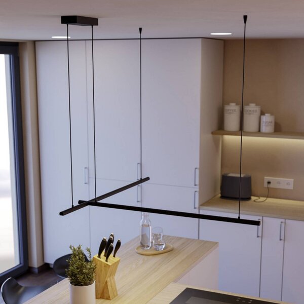 EGLO connect inteligentné LED závesné svietidlo FLATRON-Z, 150 cm, čierna, Čierna, Obývacia izba / jedáleň, kov, Závesné svietidlo