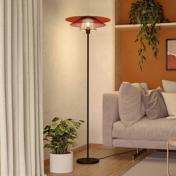 EGLO Stojacia lampa PIGNONA, červená/oranžová/biela, výška 161 cm, textil, Viacfarebné, Obývacia izba / jedáleň, kov, Stojaca lampa