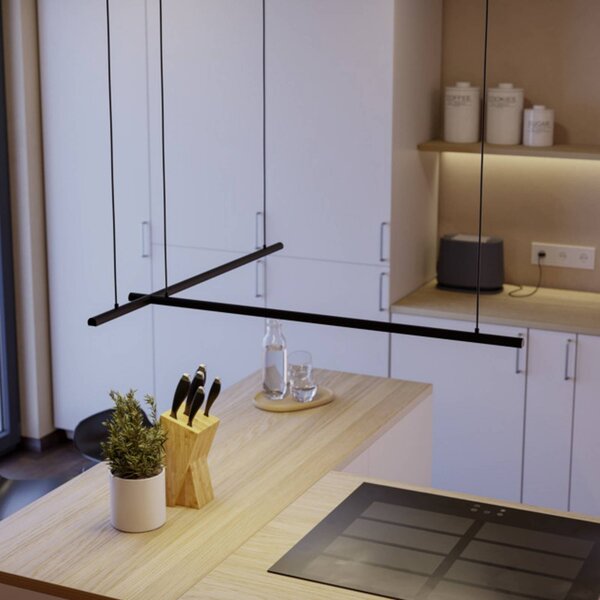 EGLO connect inteligentné LED závesné svietidlo FLATRON-Z, 150 cm, čierna, Čierna, Obývacia izba / jedáleň, kov, Závesné svietidlo
