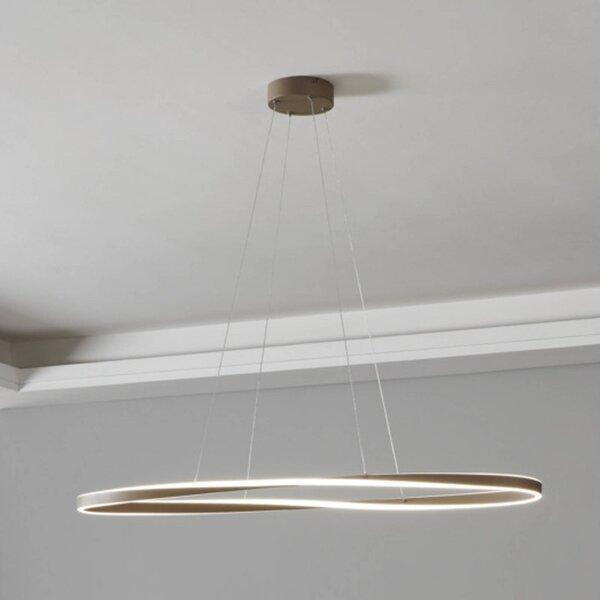 EGLO LED závesné svietidlo CAMEROTA, béžová, 111 × 38 cm, diaľkové ovládanie, Krémová / jantárovo žltá, Obývacia izba / jedáleň, kov, Závesné svietidlo