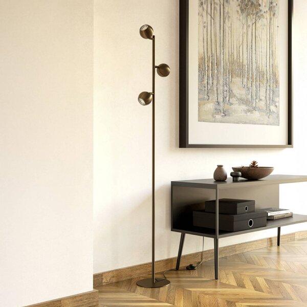 EGLO Stojacia lampa BIMEDA 1, bronzová, výška 140 cm, 3-pl., Hnedá / staromosadz, Obývacia izba / jedáleň, kov, Stojaca lampa