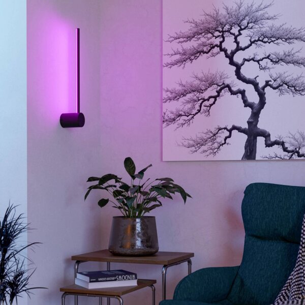 EGLO connect inteligentné LED nástenné svetlo FLATRON-Z, čierna, 48 cm, Čierna, Obývacia izba / jedáleň, kov