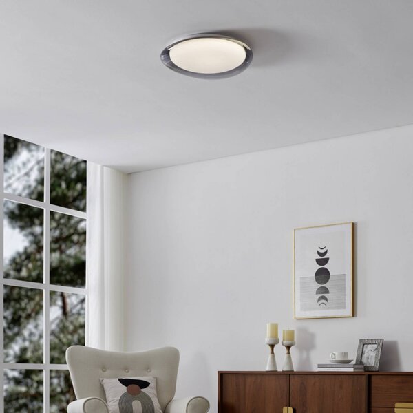 EGLO Stropné LED svetlo CONISTARINO, dymovo šedé, Ø 40 cm,, Hliník / sivá / zinok, Obývacia izba / jedáleň, kov, Závesné svietidlo