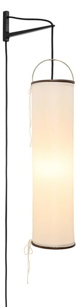GUBI Nástenné svetlo Gubi Silk Lantern, biela/čierna, s napájacím konektorom, E27, Krémová / jantárovo žltá, Obývacia izba / jedáleň, Textil / látka / hodváb, Dizajn, Nástenné svietidlo