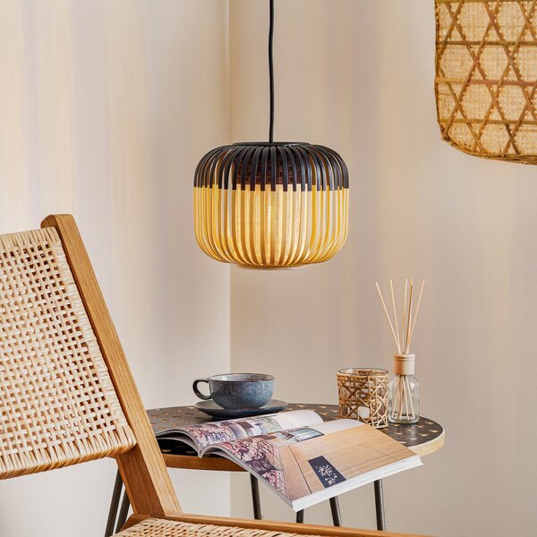 Závesné svietidlá Forestier, Bamboo Light XS, stmievateľné, Čierna, Obývacia izba, Bambus, Dizajnový