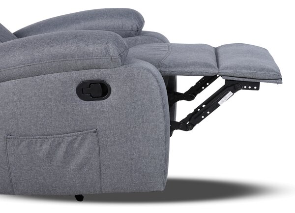 Relaxačné polohovacie TV kreslo VITO — látka, sivá, nosnosť 130 kg