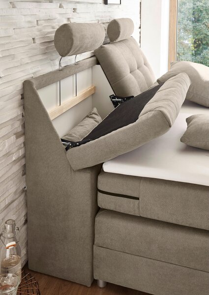 BOXSPRINGOVÁ POSTEĽ, 180/200 cm, piesková MID.YOU - Online Only spálne, Online Only