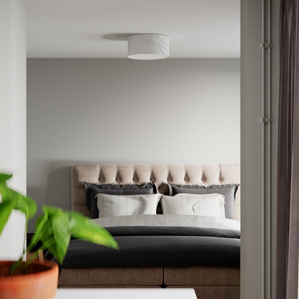 Stropné Lampa By Rydéns, Vita, stmievateľné, Biela, Obývacia izba, Tkanina / Textil