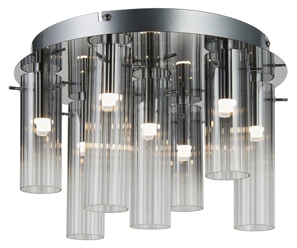 Stropné Lampa Lucande, Korvitha, stmievateľné, Sivá, Obývacia izba, Sklo, Moderný