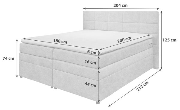 BOXSPRINGOVÁ POSTEĽ, 180/200 cm, antracitová MID.YOU - Online Only spálne, Online Only