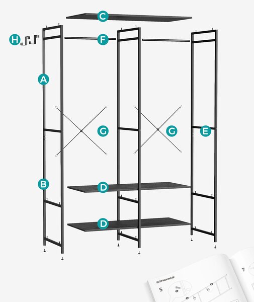OTVORENÁ ŠATNÍKOVÁ SKRIŇA, 94,5/180/40 cm - Skrine, Online Only
