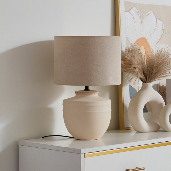 Stolové Lampa Lindby, Thalassia, Béžová, Jedáleň, Keramika, Moderný
