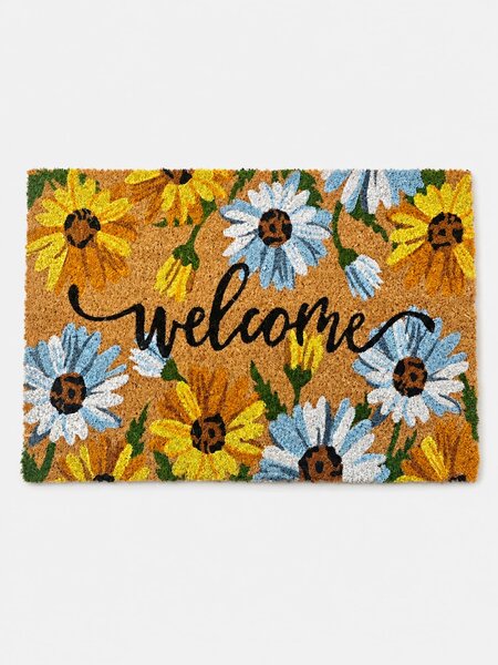 Sinsay - Rohožka s kvetmi a nápisom Welcome - viacfarebná