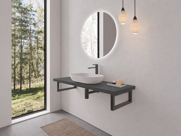 CERANO - Doska pod umývadlo Navira Pro + 2 konzoly pod dosku - antracitová - 60x3,6x46 cm