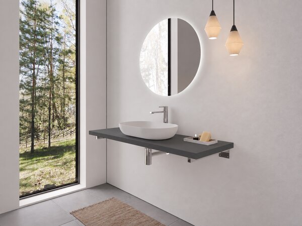 CERANO - Doska pod umývadlo Navira Pro + 2 skryté konzoly - antracitová - 80x3,6x46 cm