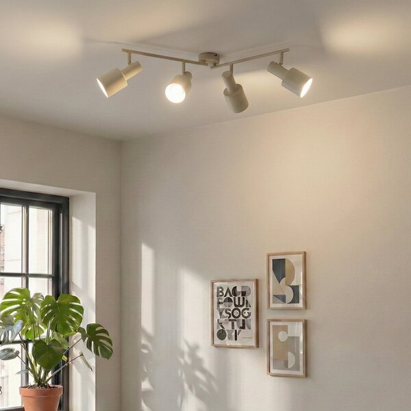 Stropné Lampa Lindby, Ovelia, stmievateľné, Béžová, Obývacia izba, Kov, Moderný