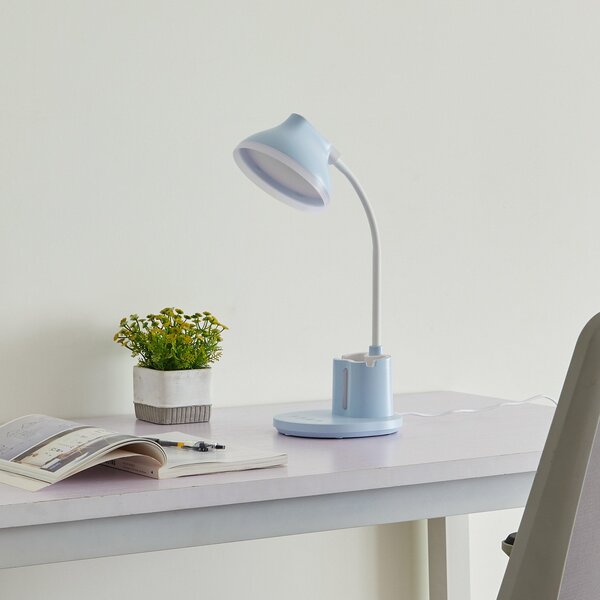 Stolové Lampa Lindby, Zephyra, stmievateľné, Modrá, Pracovňa, Plast, Moderný