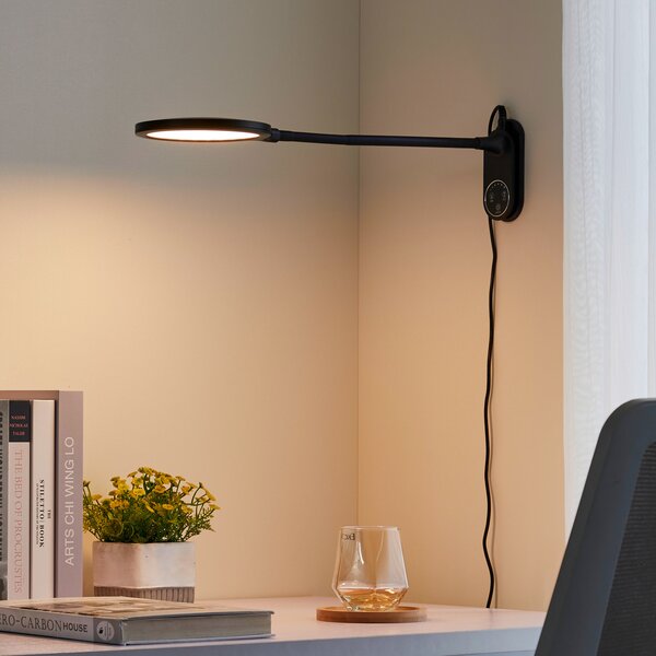 Stolové Lampa Lindby, Valtaria, stmievateľné, Čierna, Pracovňa, Plast, Moderný