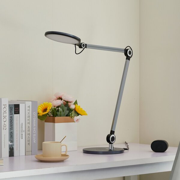 Stolové Lampa Lindby, Nyxaris, stmievateľné, Sivá, Pracovňa, Plast, Moderný