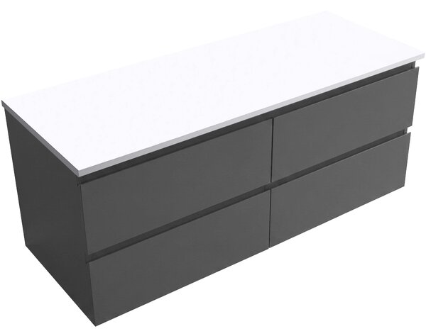 CERANO - Kúpeľňová skrinka Carole - antracitová + doska z lit. mramoru Elanys - 12 mm - biela matná - 120x49,2x46 cm