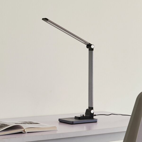 Stolové Lampa Lindby, Valtaris, stmievateľné, Metalická, Pracovňa, Plast, Moderný