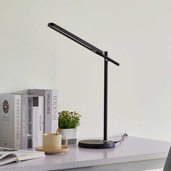 Stolové Lampa Lindby, Valtorin, stmievateľné, Čierna, Pracovňa, Plast, Moderný