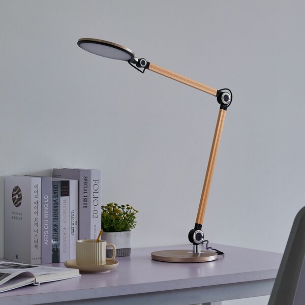 Stolové Lampa Lindby, Nyxaris, stmievateľné, Zlatá / Mosadz, Pracovňa, Plast, Moderný