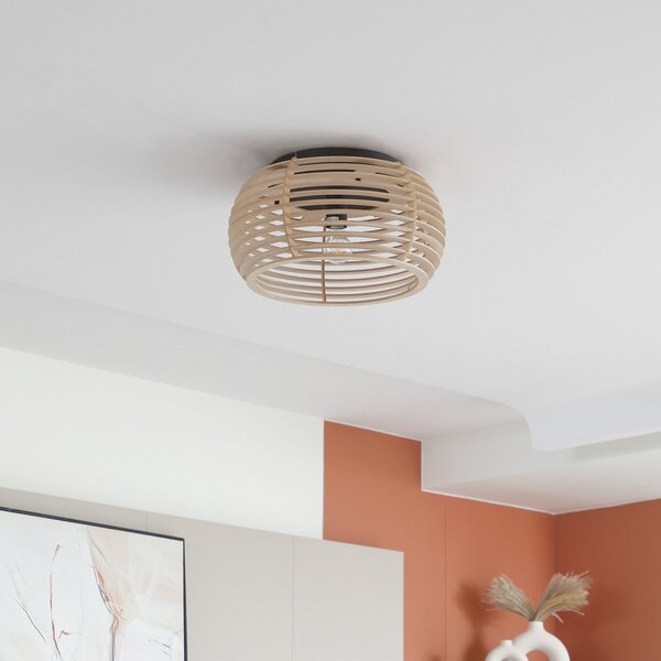 Stropné Lampa Lindby, Ediz, stmievateľné, Drevo, Jedáleň, Drevo, Moderný