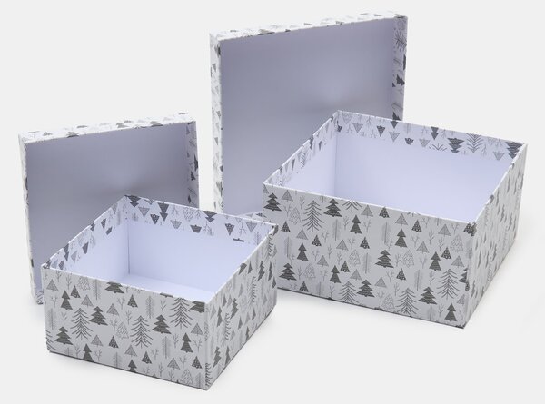 Sinsay - Vianočné darčekové krabice s potlačou vianočných stromčekov 2 pack - strieborná