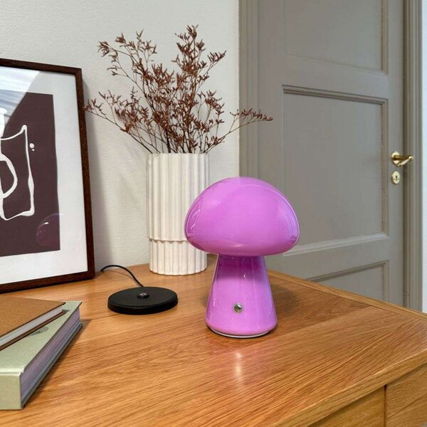 Stolové Lampa Dyberg Larsen, Morkel Mushroom, stmievateľné, Fialová, Obývacia izba, Sklo, Škandinávsky