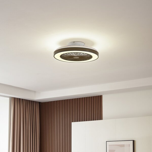 Teleo LED Stropný ventilátor Čierna - Lindby Lindby, Teleo, stmievateľné, Čierna, Obývacia izba, Plast, Moderný