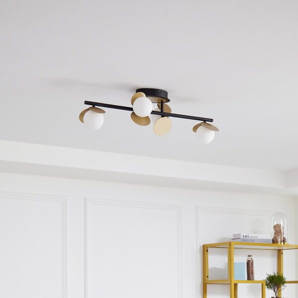 Stropné Lampa Lucande, Pallo, stmievateľné, Čierna, Obývacia izba, Kov, Moderný