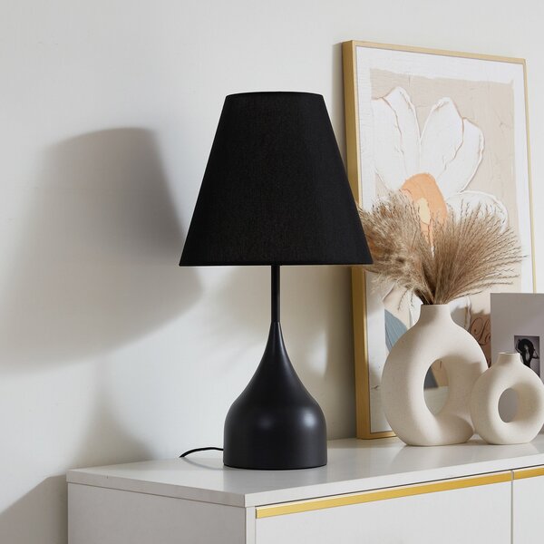 Stolové Lampa Lucande, Luoti, Čierna, Obývacia izba, Tkanina / Textil, Moderný