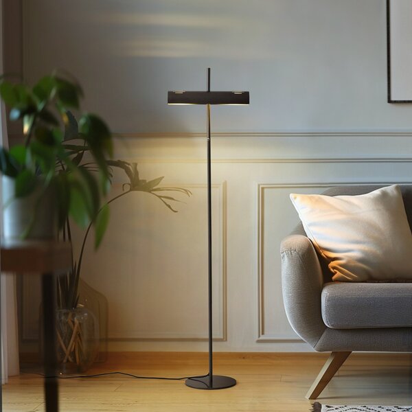 Stojacie Lampa Lucande, Nysira, Čierna, Obývacia izba, Kov, Moderný