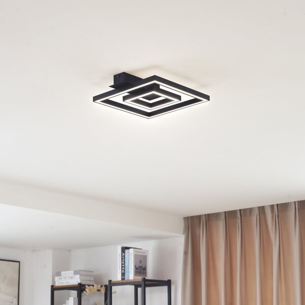 Stropné Lampa Lindby, Madamo, Čierna, Obývacia izba, Hliník, Moderný