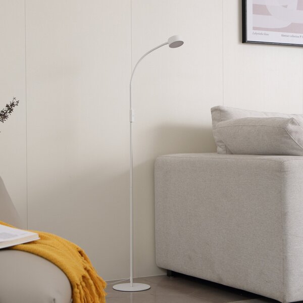 Stojacie Lampa Lindby, Maori, stmievateľné, Biela, Pracovňa, Kov, Moderný