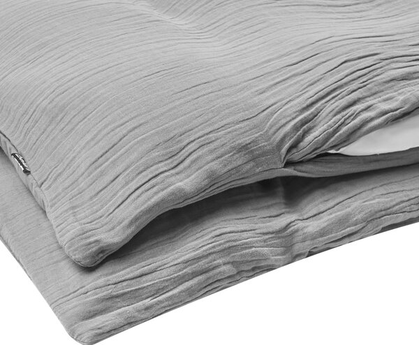 Súprava posteľnej bielizne svetlosivá bavlnený mušelín 150 x 200 cm sada obliečok na paplón a 2 vankúše moderná spálňa