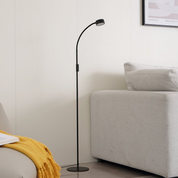 Stojacie Lampa Lindby, Maori, stmievateľné, Čierna, Pracovňa, Kov, Moderný