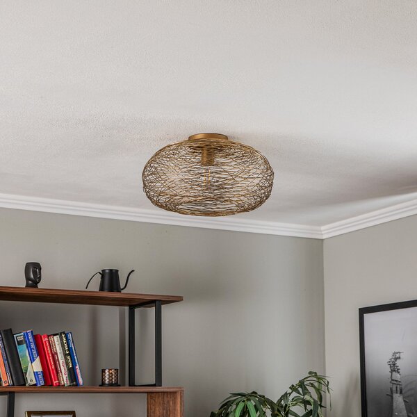 Stropné Lampa Lindby, Kaviya, stmievateľné, Zlatá / Mosadz, Obývacia izba, Kov, Dizajnový